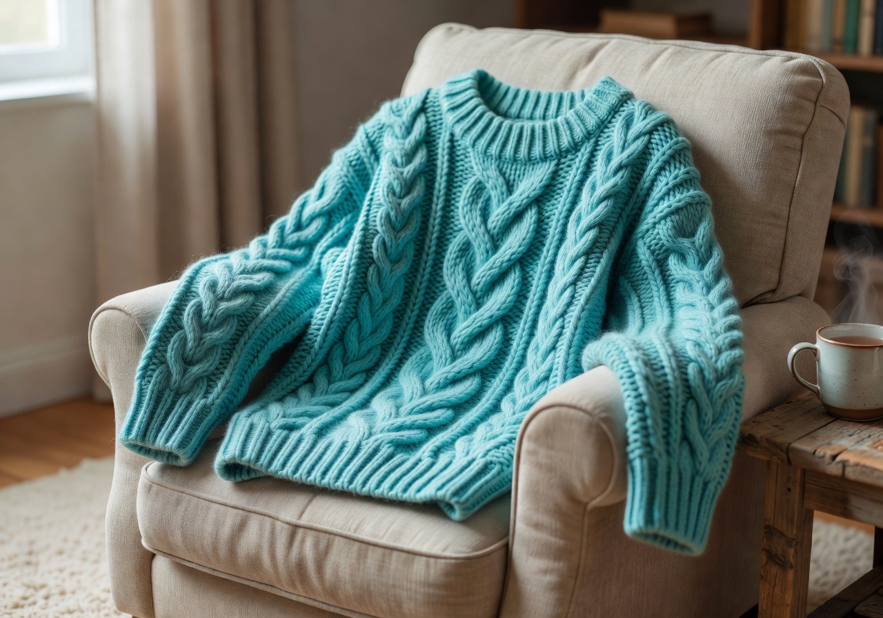 Cozy Cyan Knit Sweater
